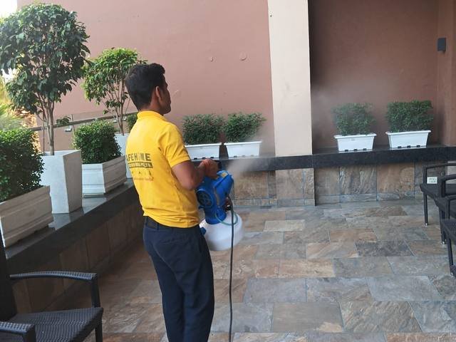 Perimeter treatment at a hotel entrance